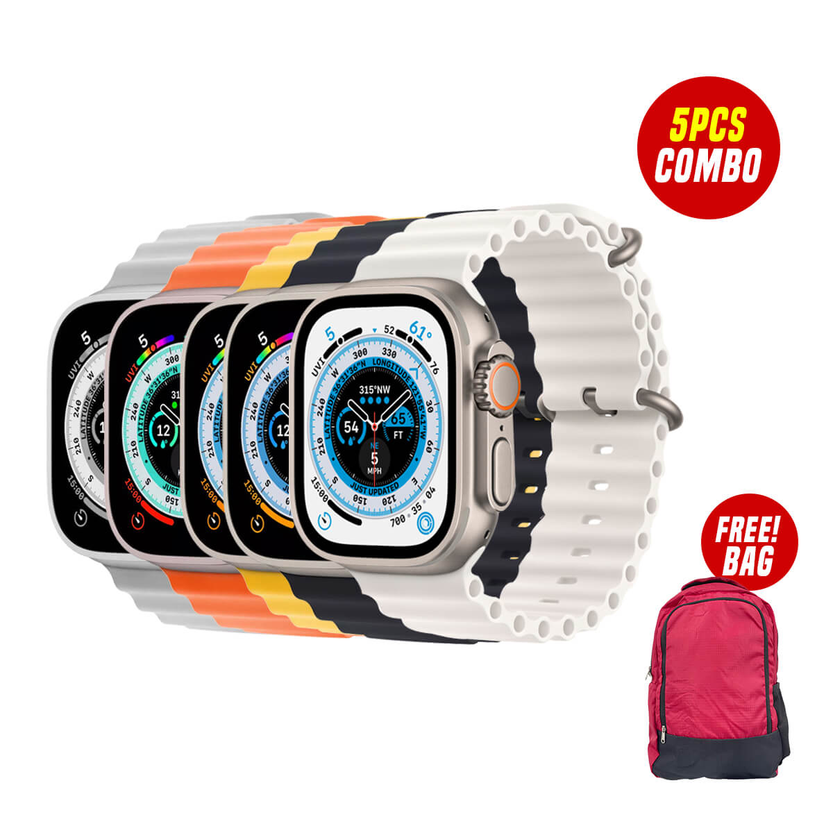 X8 Ultra+ Smartwatch 5 PCS Combo Bundle