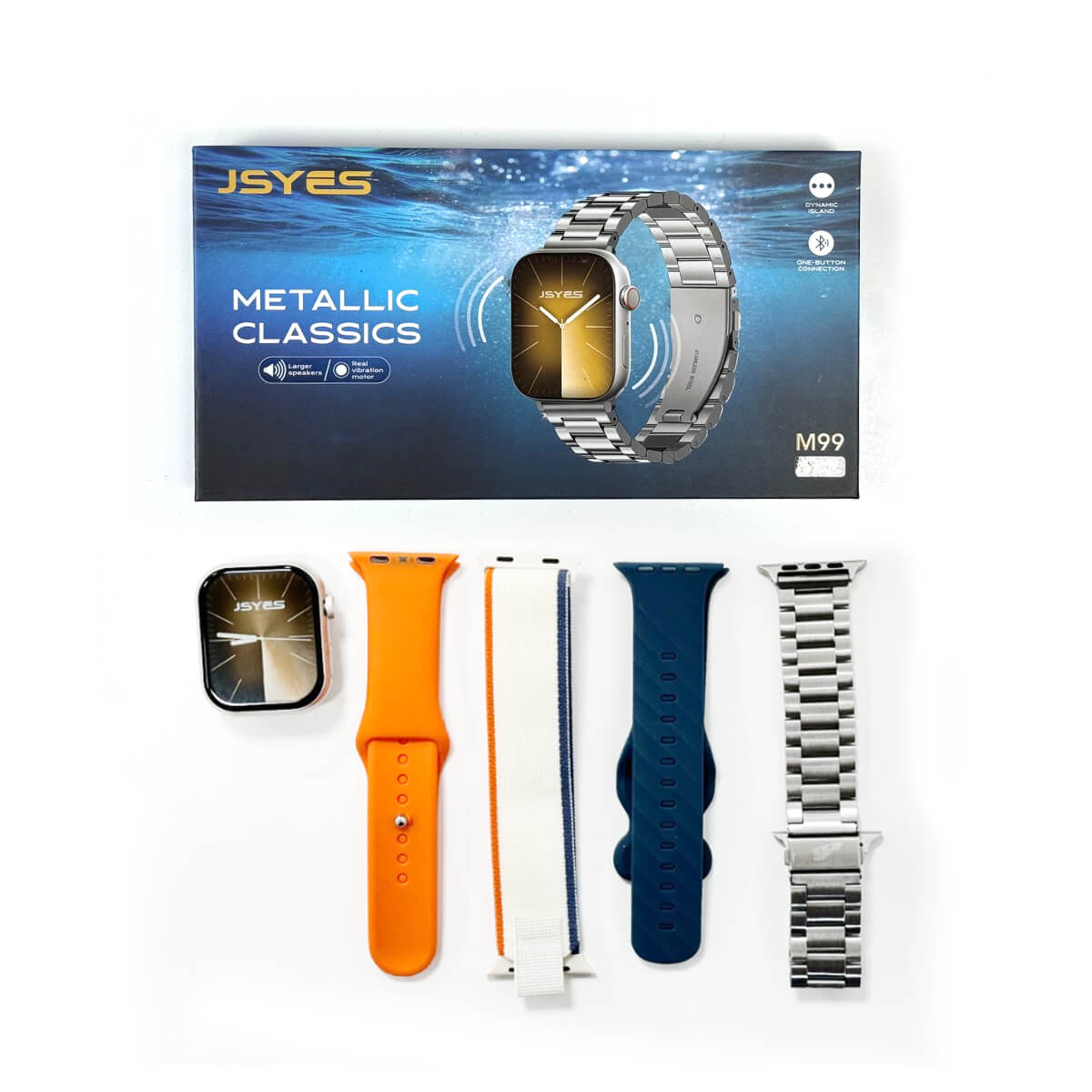 Jsyes M99 Metallic Classic Smartwatch with 4 Strap