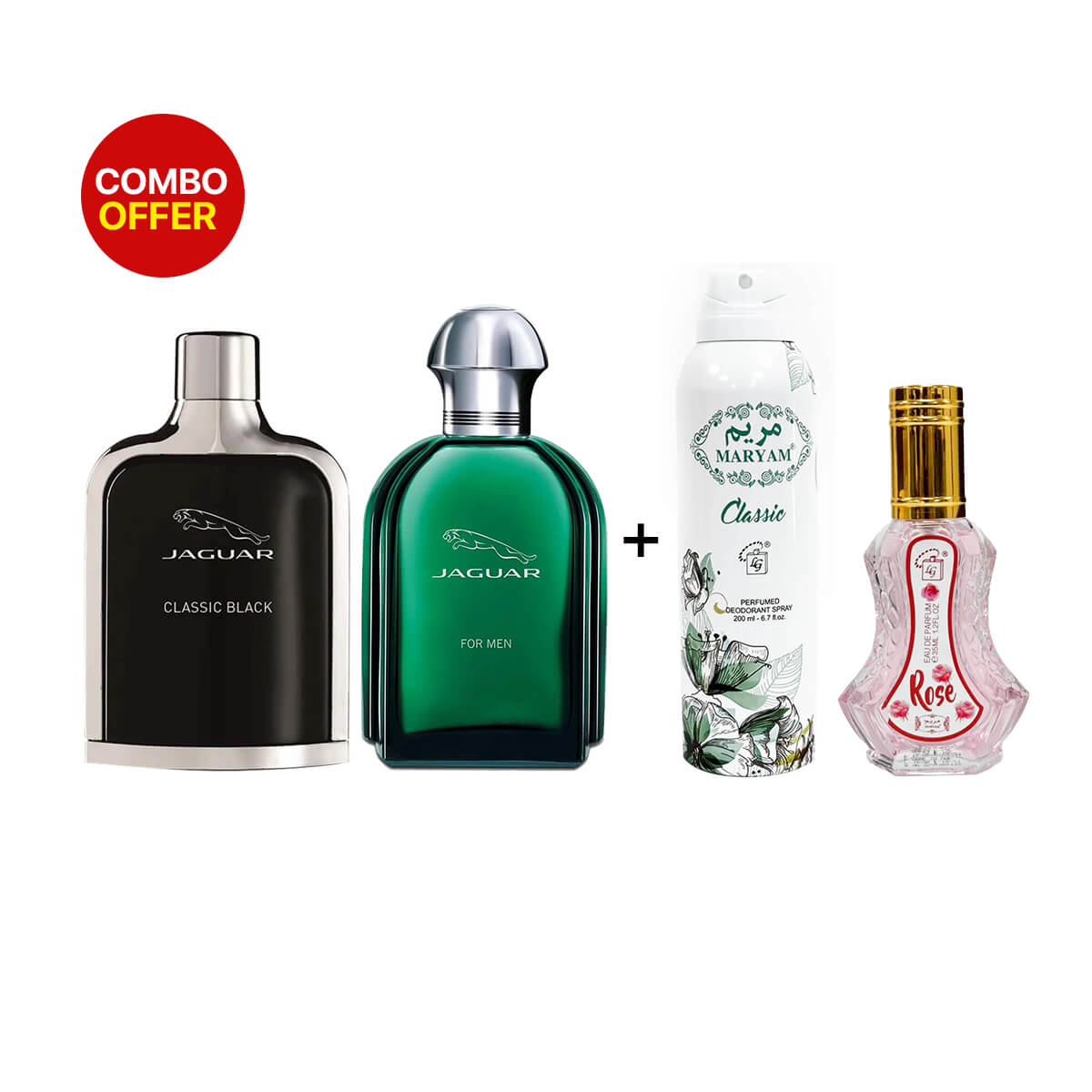 Jaguar Classic Black, Jaguar For Men, Maryam Perfume, Maryam Deodorant (4 Items Combo)