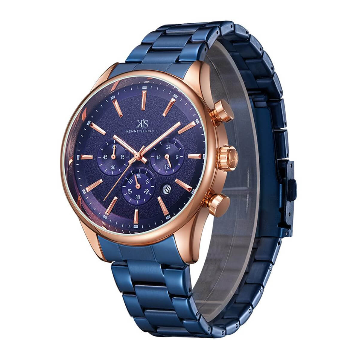 Kenneth Scott Men's Blue Dial Chronograph Watch - K22105-KBNN