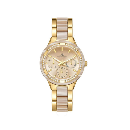 Kenneth Scott Ladies Gold Dial Multi Function Watch - K24604-GCCI