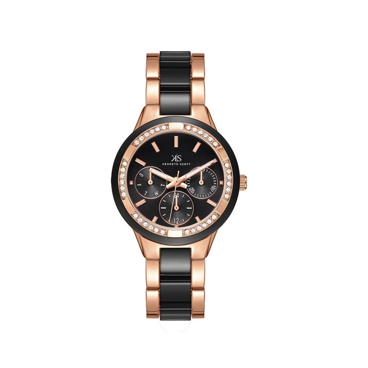 Kenneth Scott Ladies Rose Gold Dial Multi Function Watch - K24604-RCBB