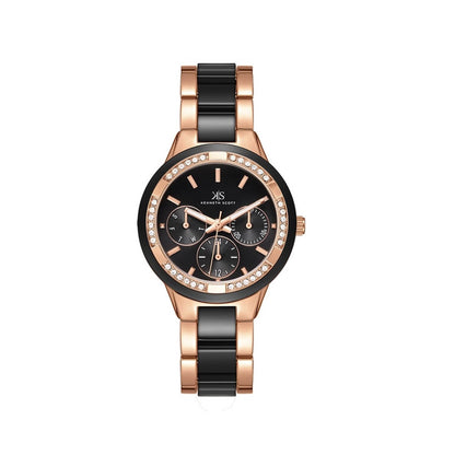 Kenneth Scott Ladies Rose Gold Dial Multi Function Watch - K24604-RCBB