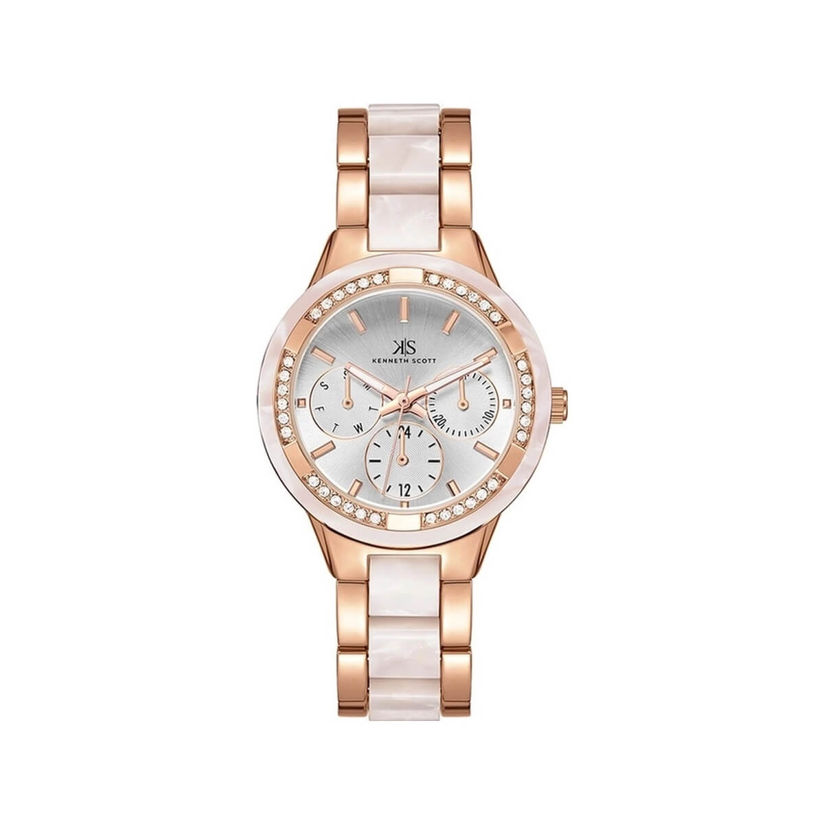 Kenneth Scott Ladies Rose Gold Dial Multi Function Watch - K24604-RCWW