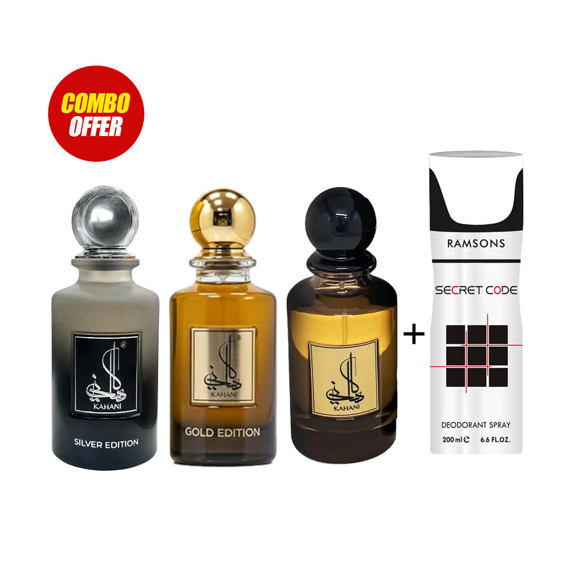 Zahrat Dubai Kahani, Kahani Silver, Kahani Gold Edition Perfum (3 Items Combo)