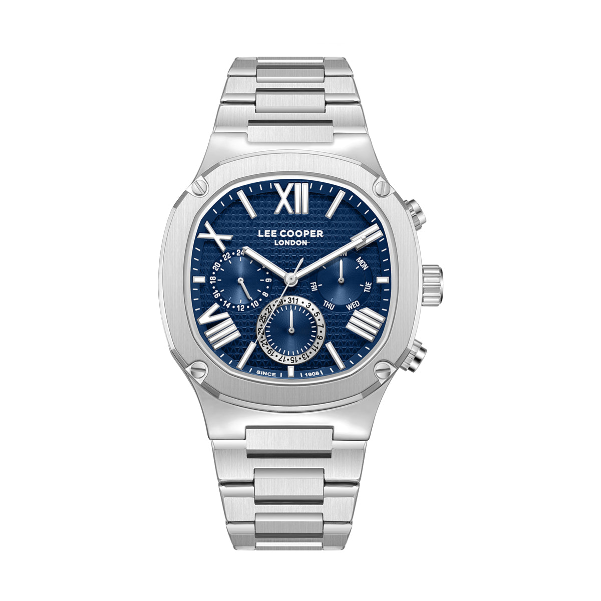 Lee Cooper Gents Multifunction Silver Case Silver Metal Band Silver Dial LC08146.330