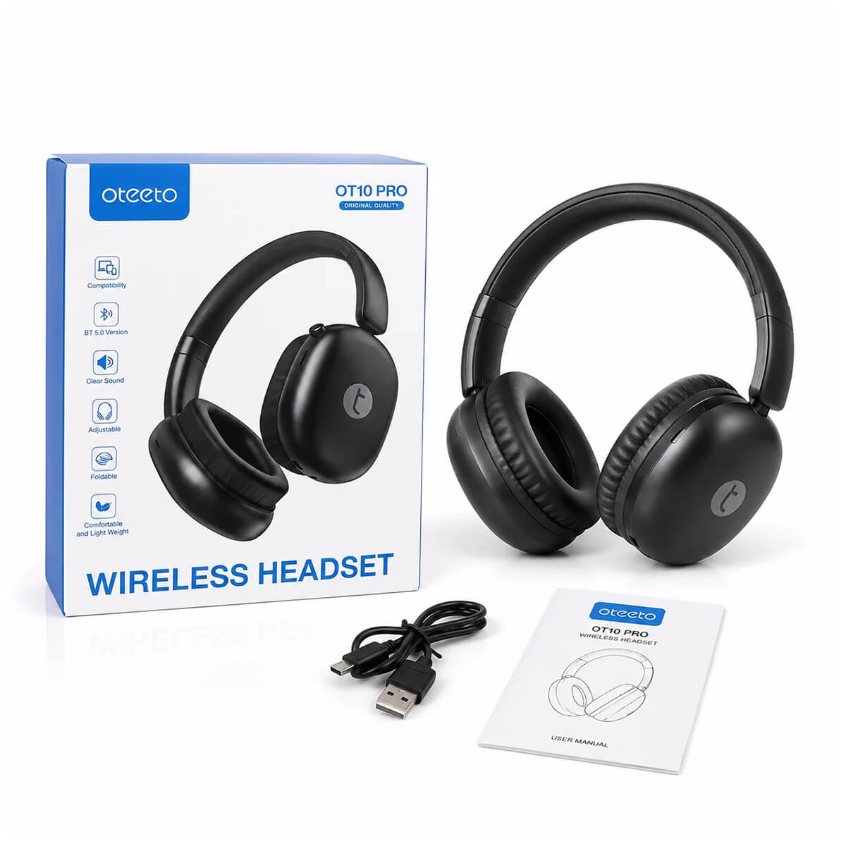 Oteeto OT10 Pro Wireless Headset - Black