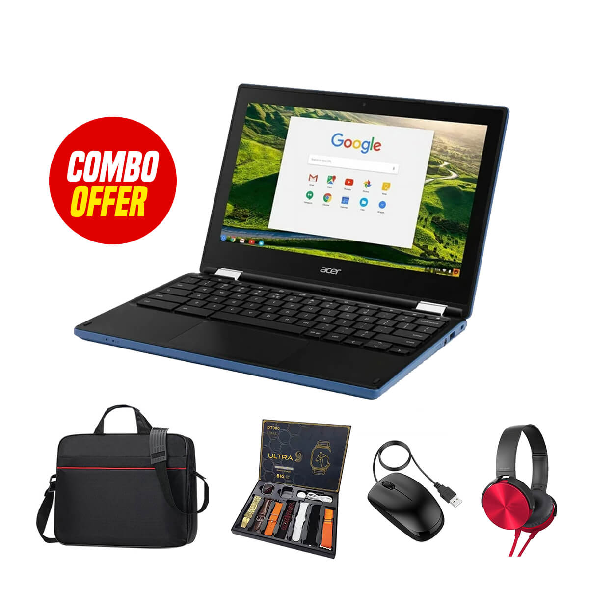 Used Acer R11 Chromebook (4GB RAM + 16GB Memory) 360 Degree Touch Screen (4 Items Combo Bundle C)