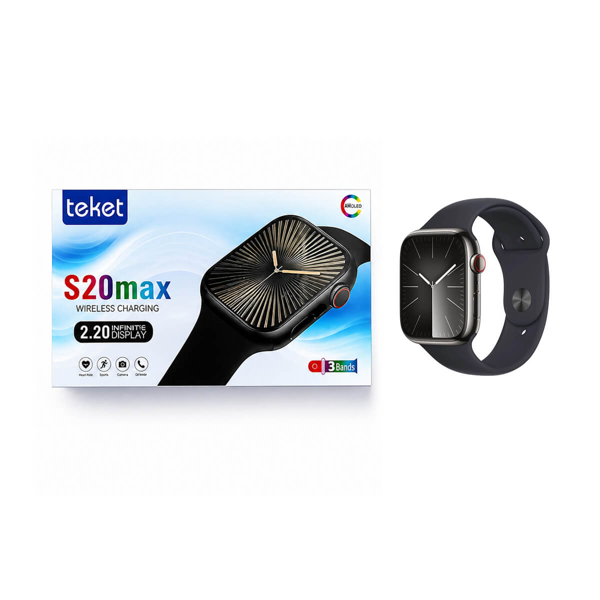 Teket S20 Max Smartwatch with 3 Straps