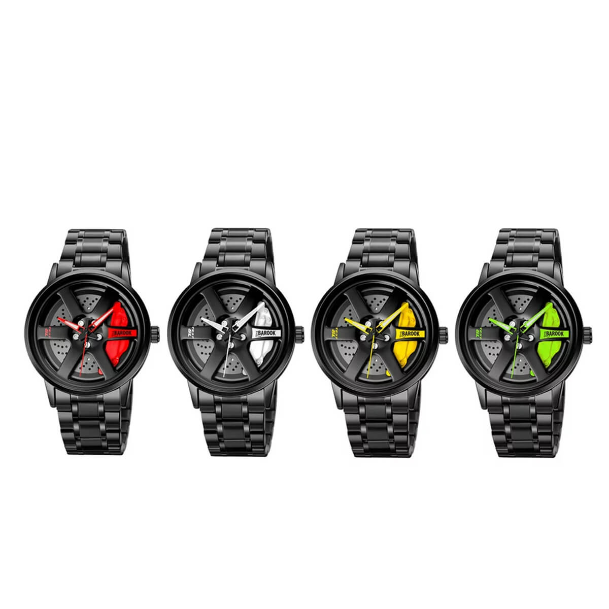 Car Rim Style Spinning Watch 4 PCS Combo