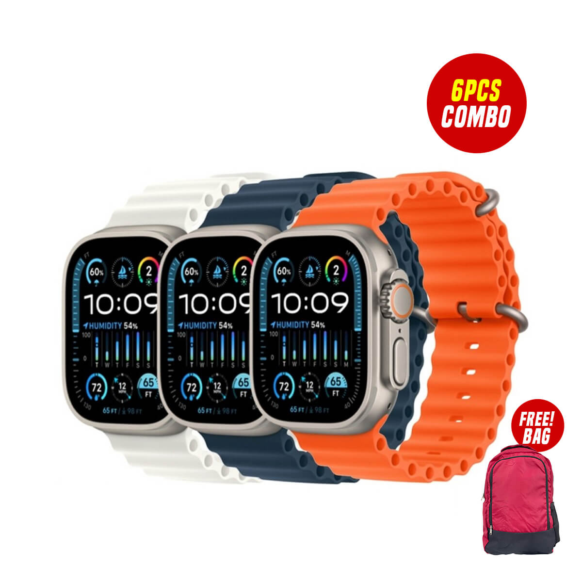 T1000 Ultra Smartwatch 6 PCS Combo Bundle