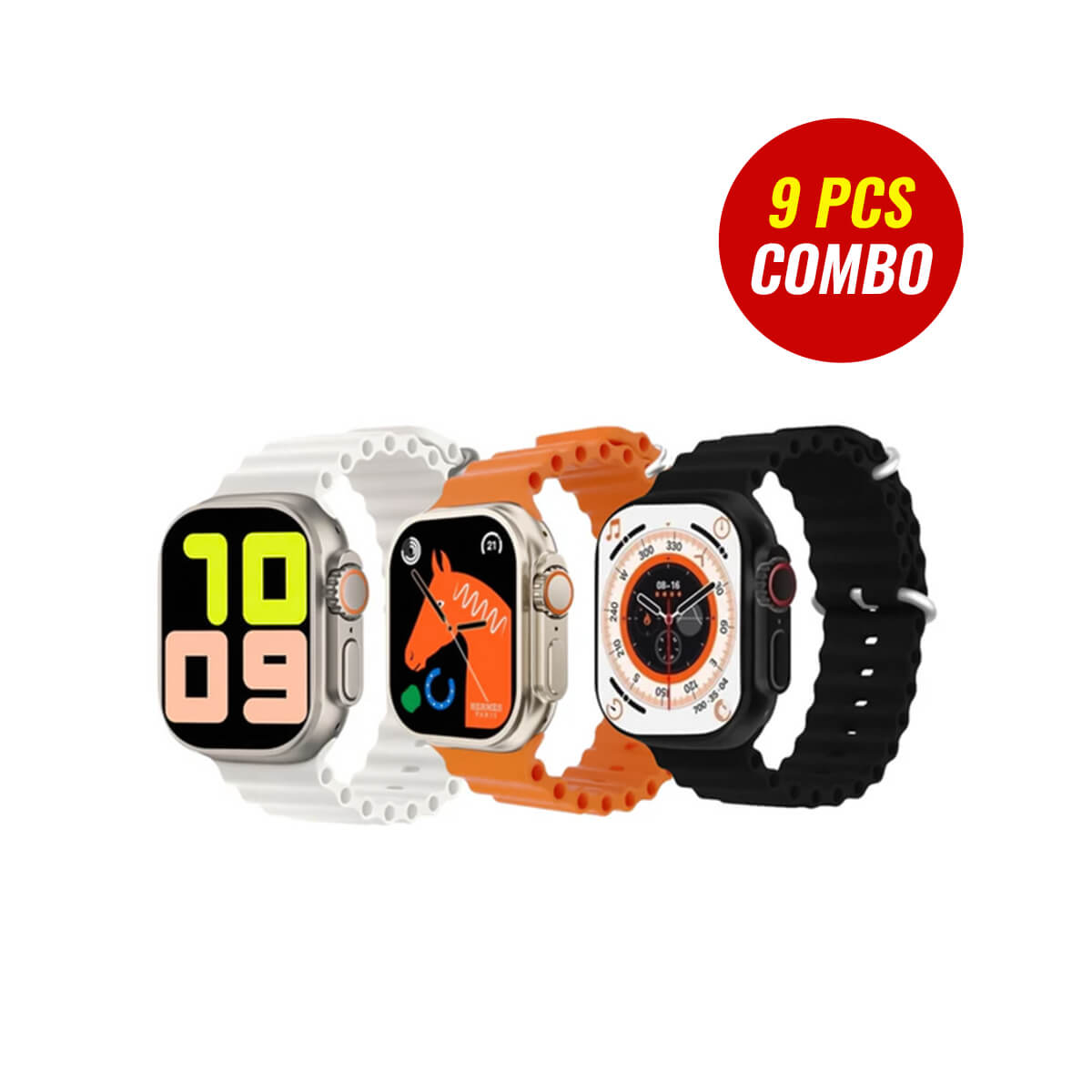 T800 Ultra 2 45mm 1.99 Infinite Display Smartwatch (9 PCS Combo)