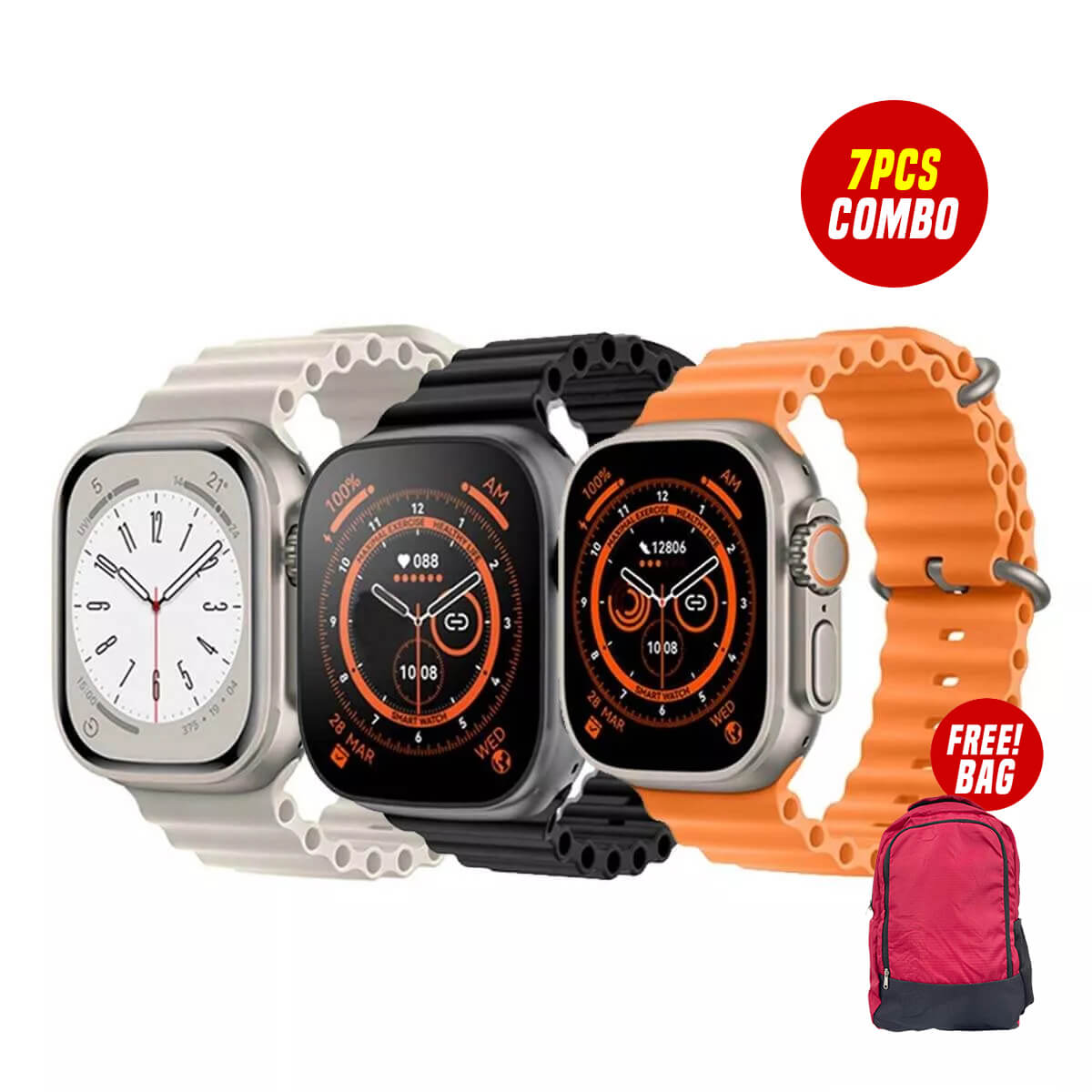 T800 Ultra Smartwatch 7 PCS Combo Bundle