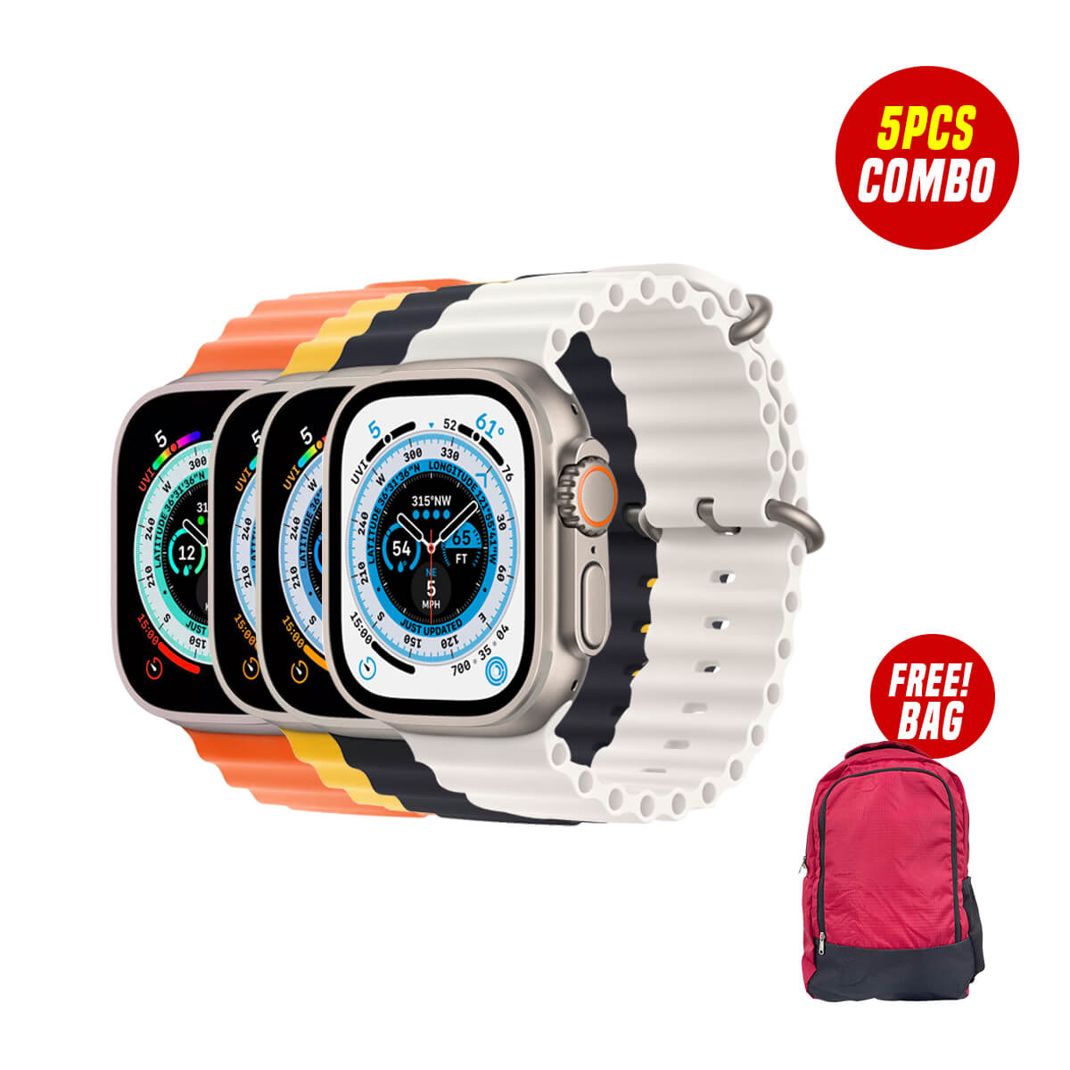 T900 Ultra 2 Smartwatch 5 PCS Combo Bundle