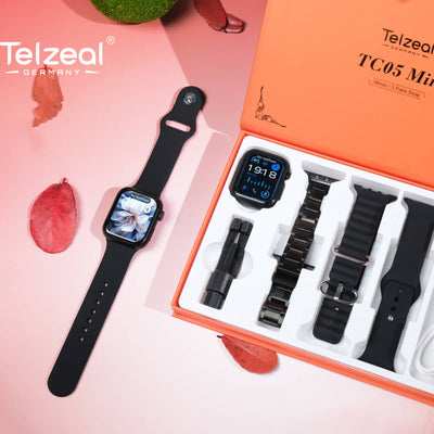 ساعة ذكية Telzeal TC05 Mini مقاس 38 مم مع 3 أحزمة