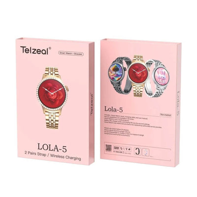 ساعة ذكية للسيدات من Telzeal Lola 5 مع حزامين - أسود