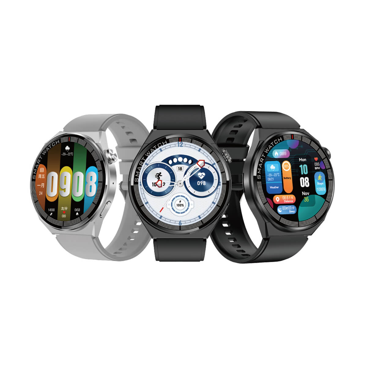 Telzeal T3 Smartwatch with 3 Pairs Strap