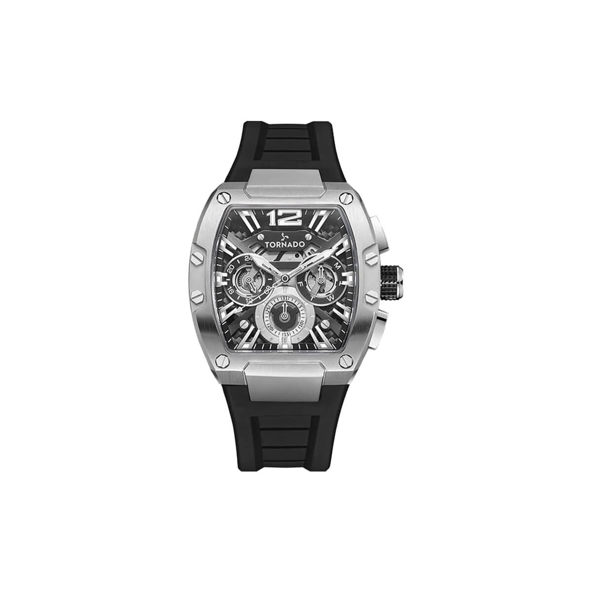 Tornado Xenith Multifuction Men's Black/Silver Dial Multi Function Watch - T23105-SSBB