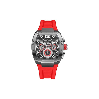 Tornado Xenith Multifuction Men's Gun Metal/Red Dial Multi Function Watch - T23105-XSRB