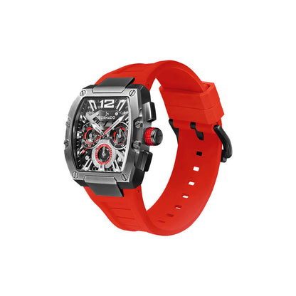 Tornado Xenith Multifuction Men's Gun Metal/Red Dial Multi Function Watch - T23105-XSRB