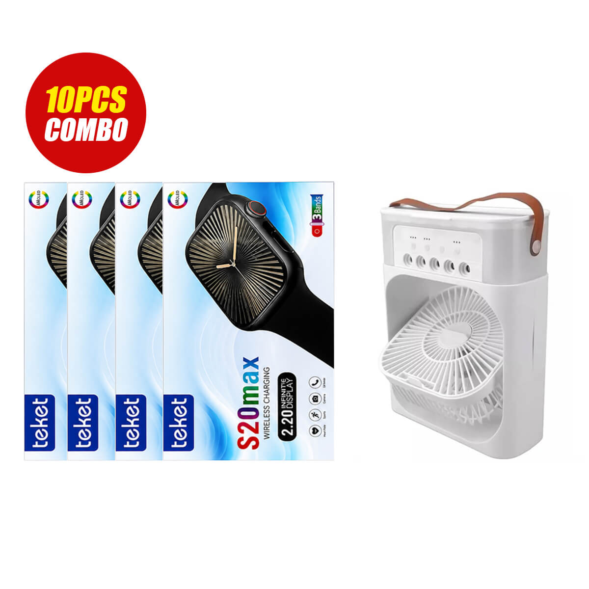 Teket S20 Max Smartwatch (9 Pcs Combo Bundle) Mini Cooling Fan Free