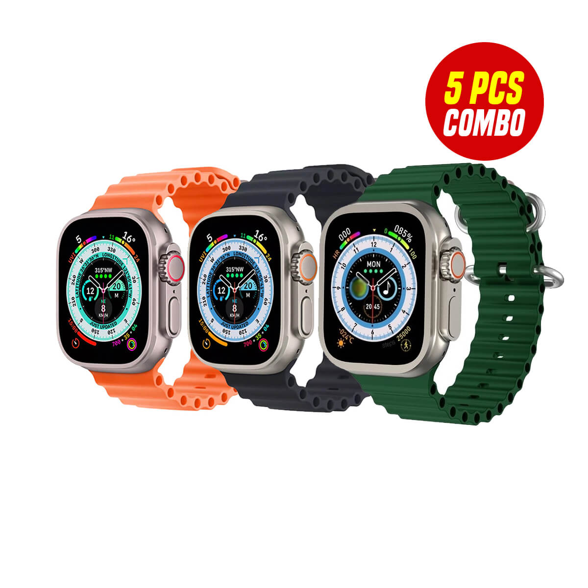 X8 Ultra+ Smartwatch with Two Strap 5 PCS Combo