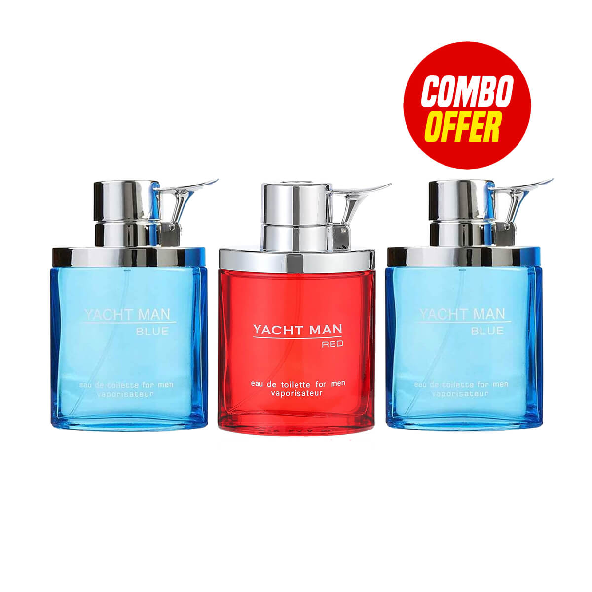 Myrurgia Yacht Man Blue, Red Perfume (3 Pcs Combo Bundle)