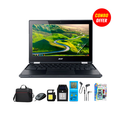 جهاز Chromebook Acer R11 مستعمل (ذاكرة وصول عشوائي 4 جيجابايت + ذاكرة تخزين 16 جيجابايت) شاشة تعمل باللمس بزاوية 360 درجة (مجموعة مكونة من 4 عناصر C)