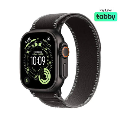 Apple Watch Ultra 3 49mm Black Titanium Case with Black/Charcoal Trail Loop - S/M