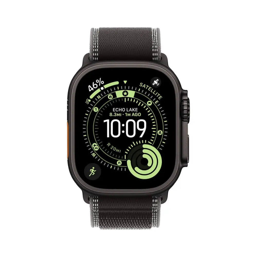 Apple Watch Ultra 3 49mm Black Titanium Case with Black/Charcoal Trail Loop - S/M
