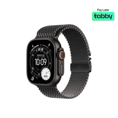 Apple Watch Ultra 3 49mm Black Titanium Case with Black Titanium Milanese Loop - M