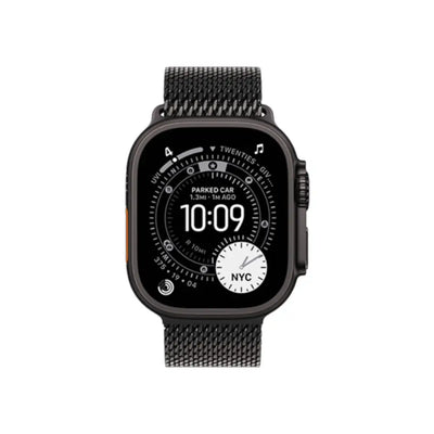 Apple Watch Ultra 3 49mm Black Titanium Case with Black Titanium Milanese Loop - M