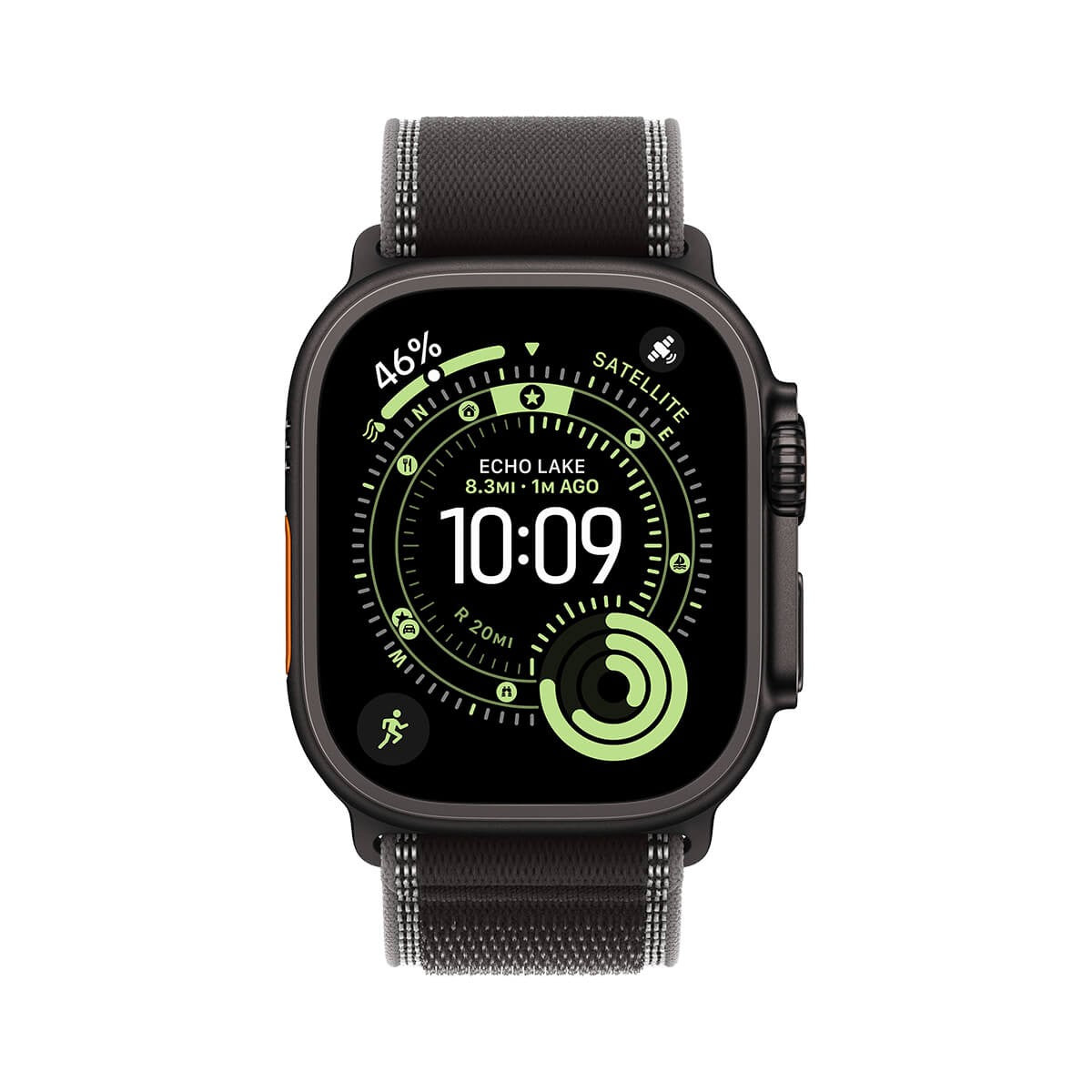 Apple Watch Ultra 3 49mm Black Titanium Case with Black/Charcoal Trail Loop - S/M