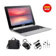 Asus Chromebook Flip C100P 4GB RAM + 16GB Memory (3 Items Combo Bundle)
