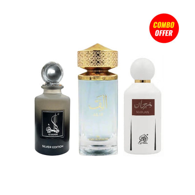 Wadi Al Khaleej Marjan, Alif, Kahani Perfume (3 Items Combo Bundle)