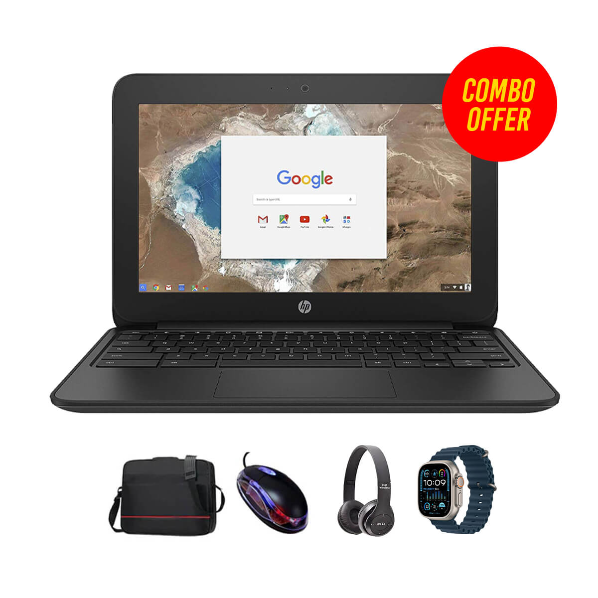 Used HP Chromebook G5 4GB RAM + 16GB Memory (4 Items Combo Bundle B)