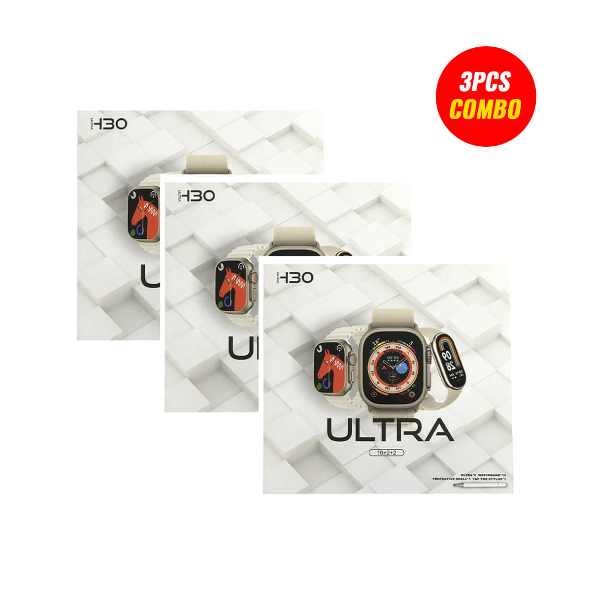 H30 Ultra Smartwatch 10+2+2 (3 PCS Combo Bundle)