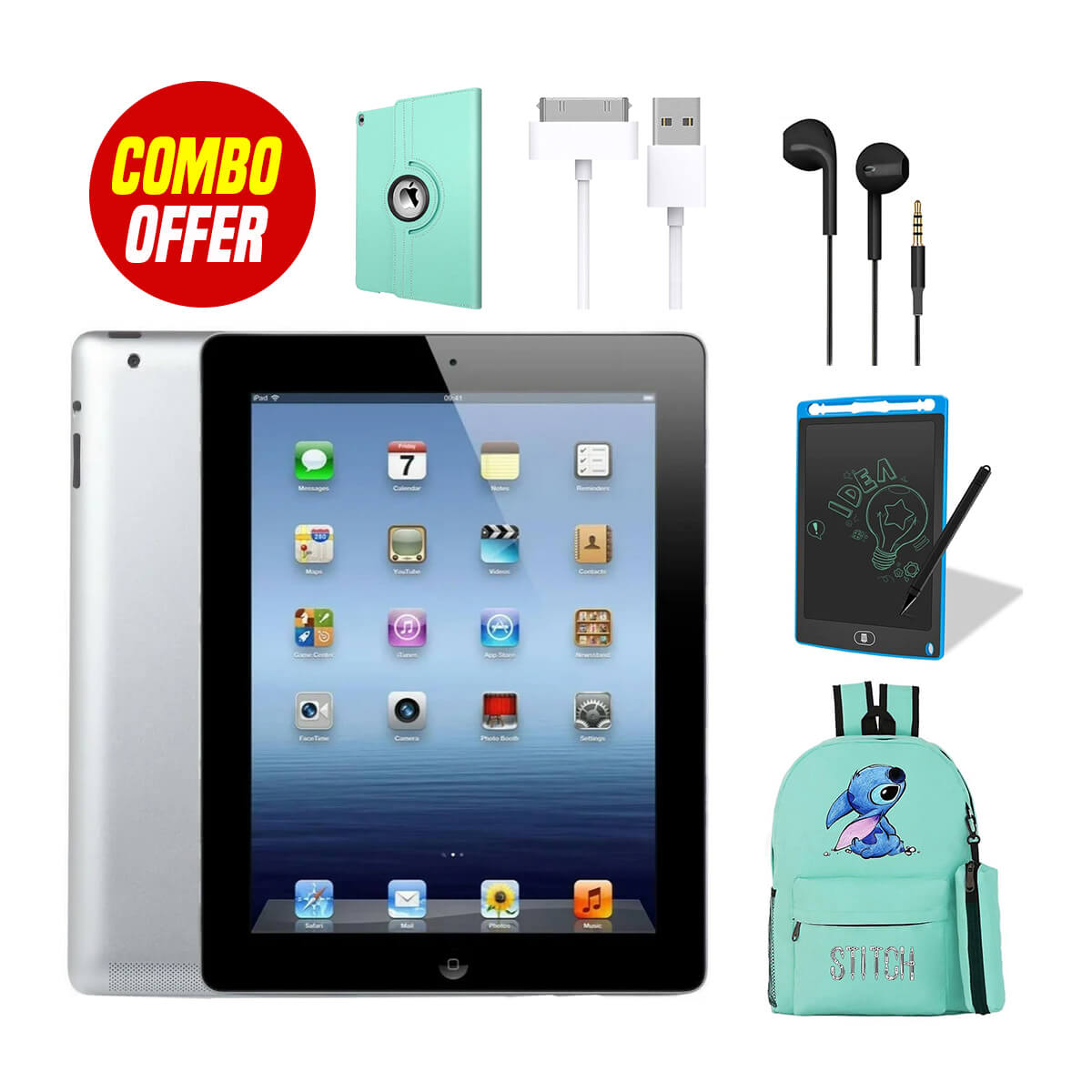 Used Apple iPad 2nd Gen 16GB Wi-Fi (5 Items Combo Bundle A)