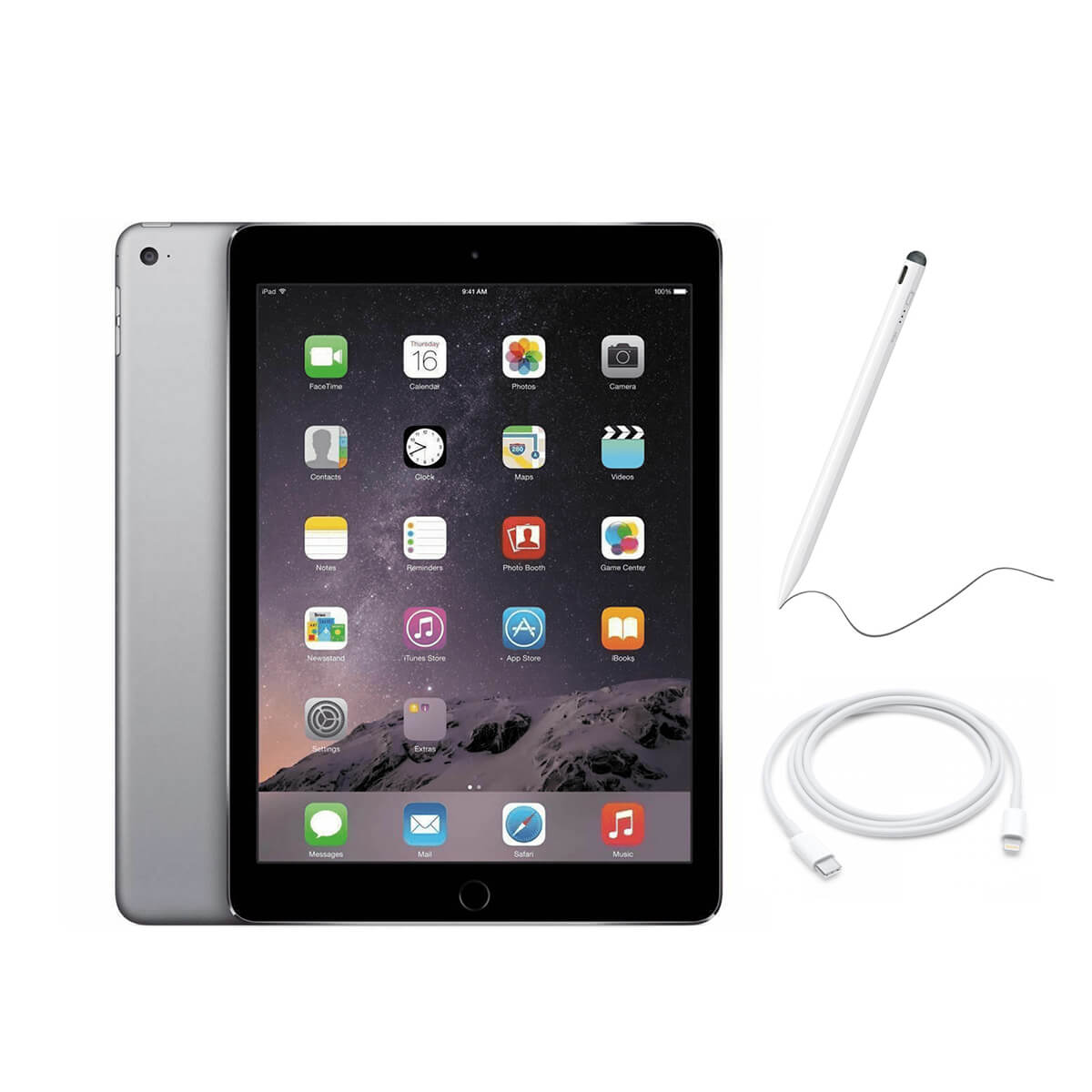 Used Apple iPad Air 2 Cellular 16GB Memory (4 Items Combo Bundle)