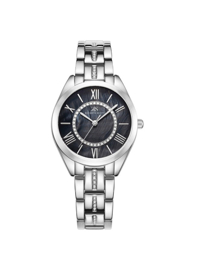 Kenneth Scott Women's Analog Black Dial Watch - K23510-SBSB