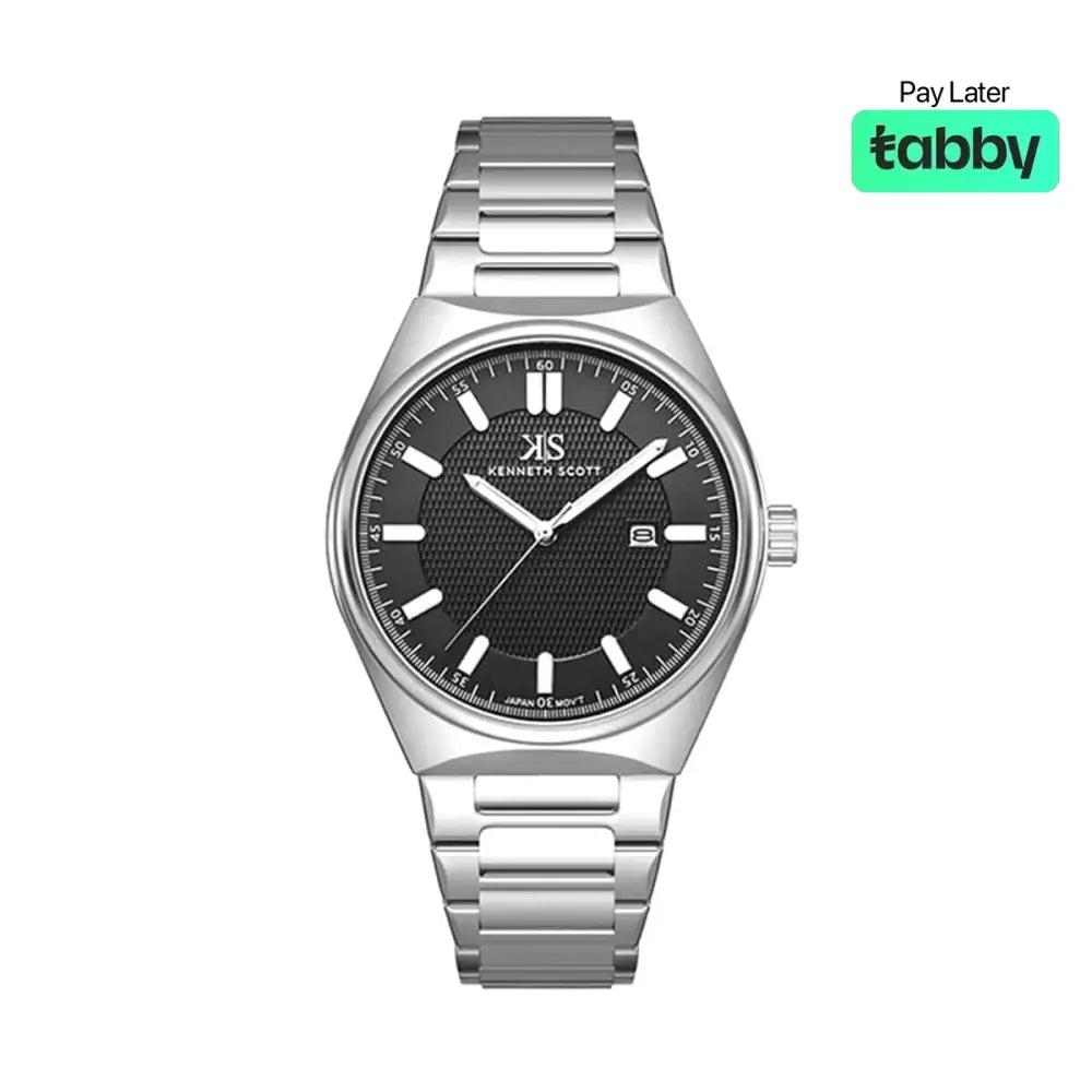 Kenneth Scott Men’s Black Dial Analog Watch - K24016-SBSB