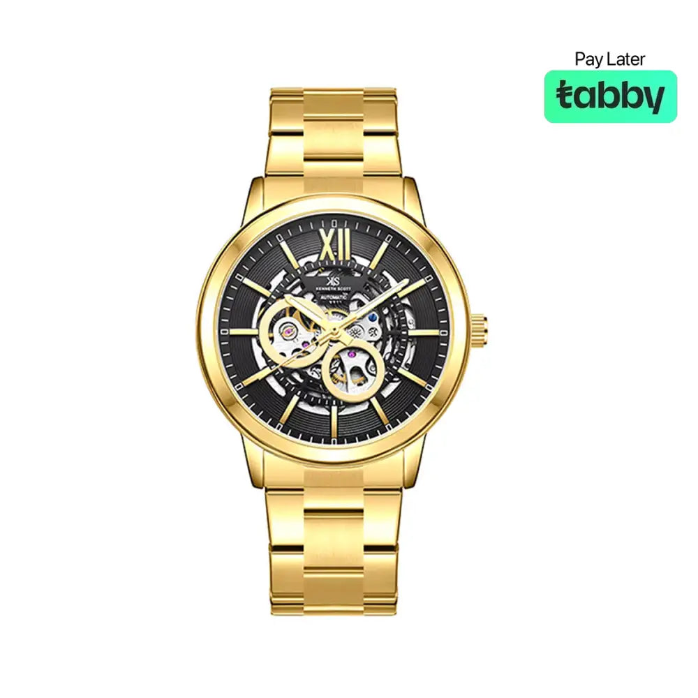 Kenneth Scott Men’s Black Dial Automatic Watch - K24324-GBGB
