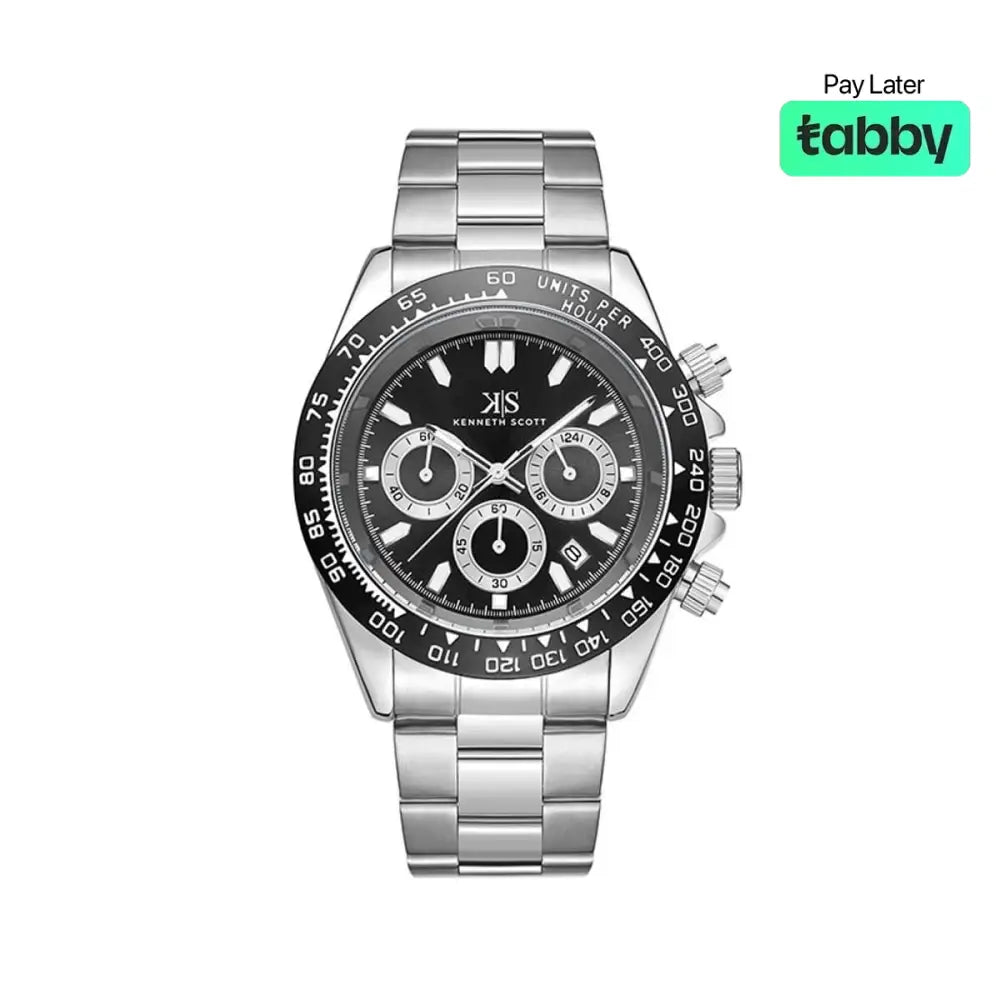 Kenneth Scott Men’s Black Dial Multi Function Watch - K23123-SBSB