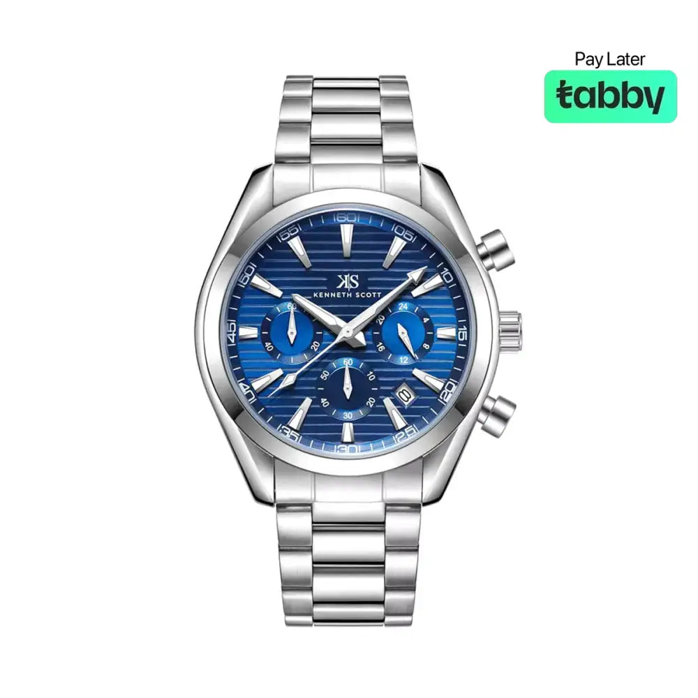 Kenneth Scott Men’s Chrono & Multi Function Navy Blue Dial Watch - K23150-SBSN