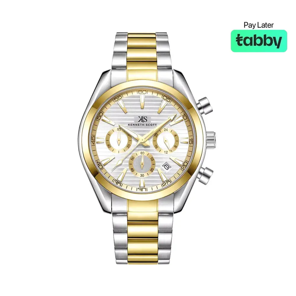Kenneth Scott Men’s Chrono & Multi Function White Dial Watch - K23150-TBTW