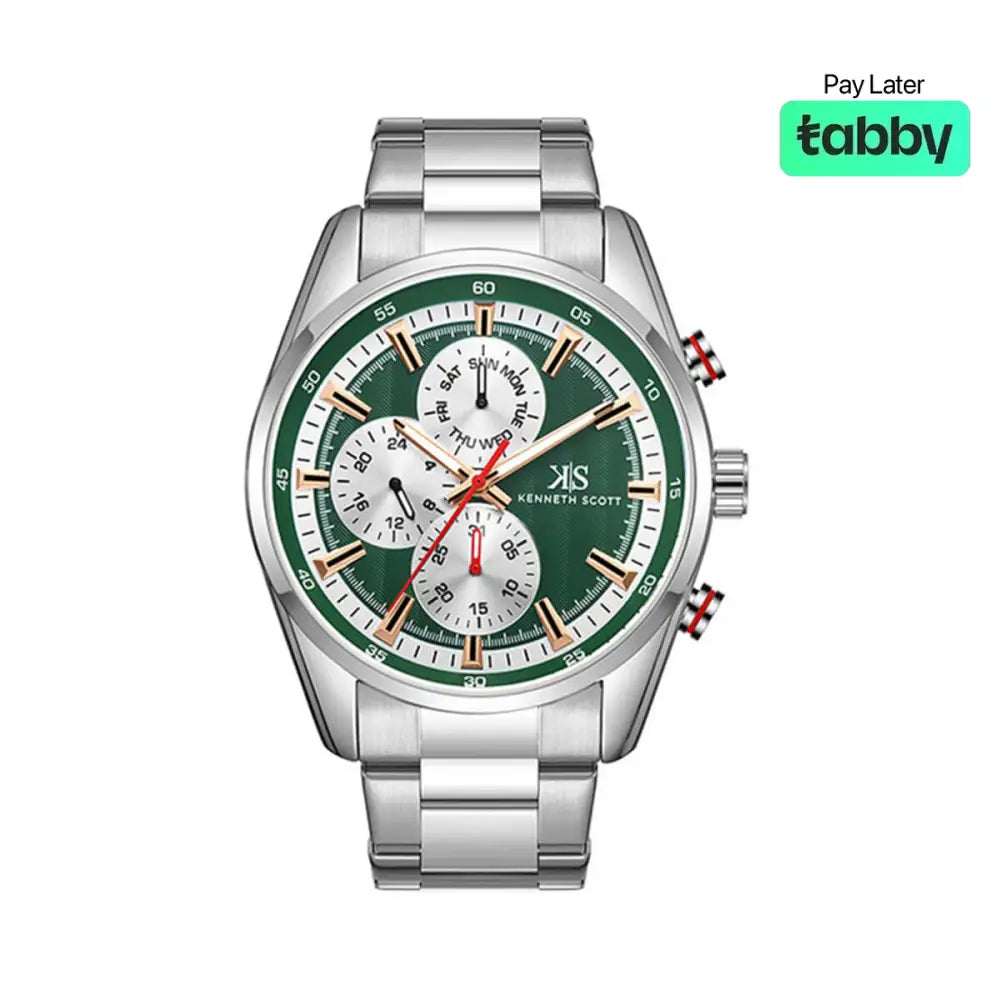 Kenneth Scott Men’s Green Dial Analog Watch - K24117-SBSH