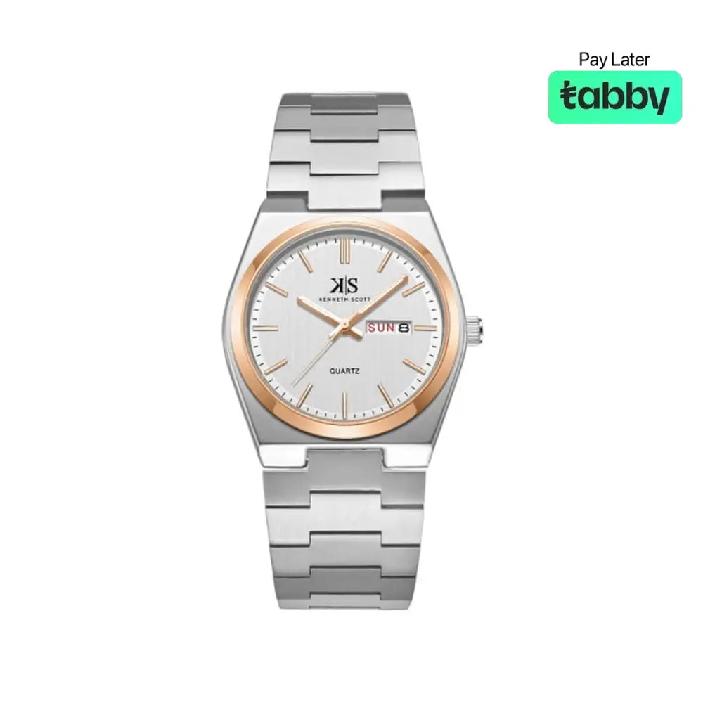 Kenneth Scott Men’s White Dial Analog Watch - K24011-KBSW