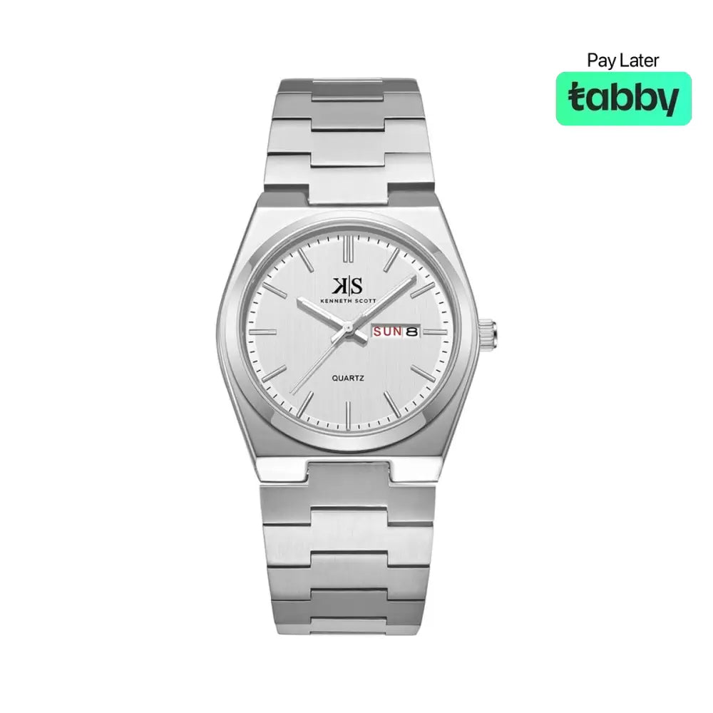 Kenneth Scott Men’s White Dial Analog Watch - K24011-SBSW