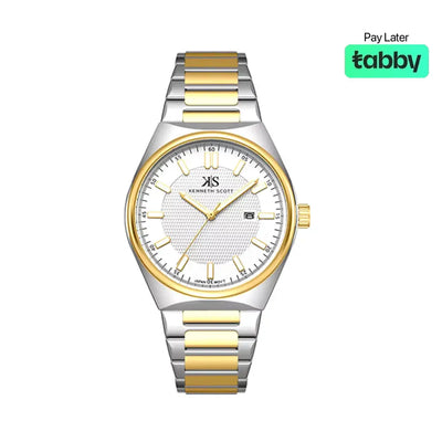 Kenneth Scott Men’s White Dial Analog Watch - K24016-TBTW