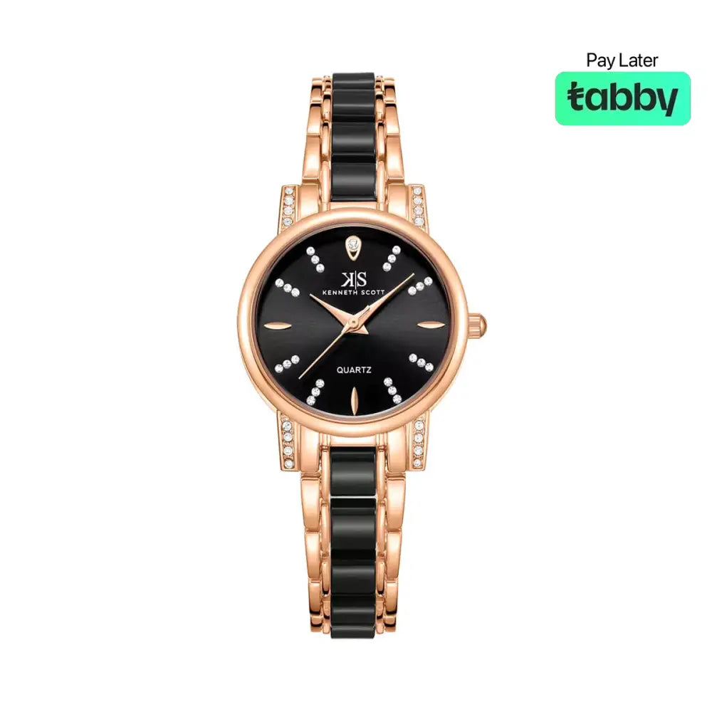 Kenneth Scott Women’s Black Dial Analog Watch - K23547-KCBB
